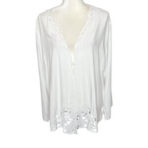 SOFT SURROUNDINGS Women's XL NWT Boho Lightweight Embroidered Jacket White